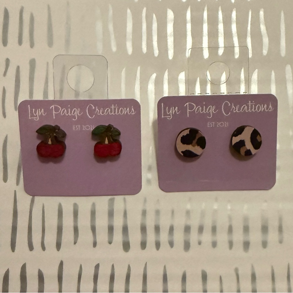 Cherry and Leopard Print Earrings